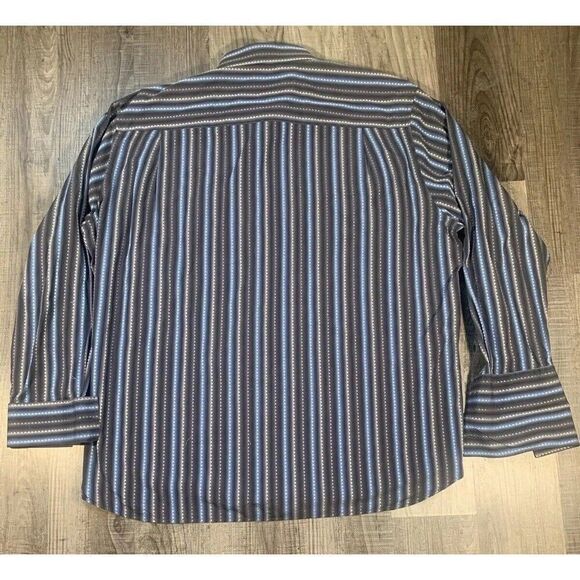 Lansky Bros shirt Mens Black blue geometric Triangle flip cuff Pattern XXL - Picture 7 of 8